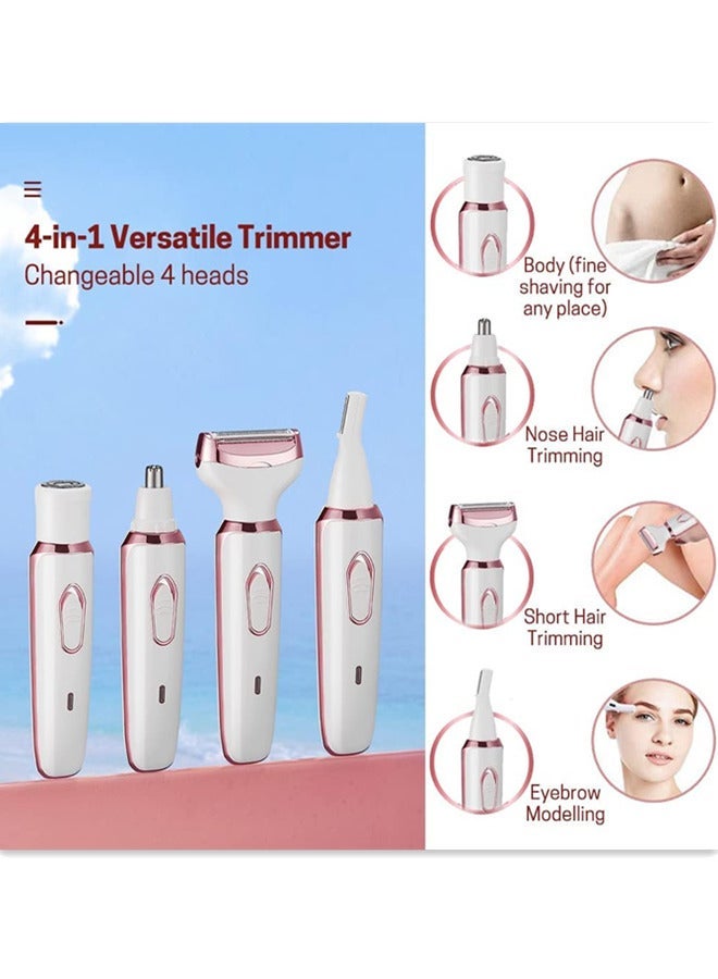 Electric Razors for Women, 4-in-1 Women’s Facial Hair Removal, Face Shaver Ebrow Trimmer,Rechargeable Portable Waterproof Womens Body Shavers Set - Image 2